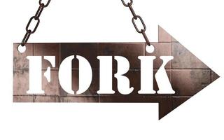 fork word on metal pointer photo