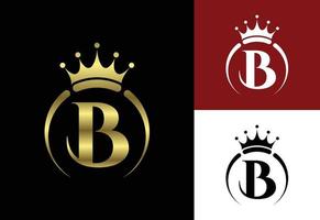 Initial B monogram alphabet with a crown. Royal, King, queen luxury symbol. Font emblem. vector