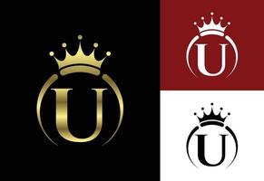 Initial U monogram alphabet with a crown. Royal, King, queen luxury symbol. Font emblem. vector