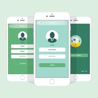 Set of Mobile Login, Sign up flat ui design vector