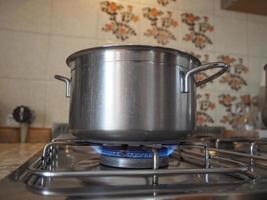 Saucepot on cooker photo