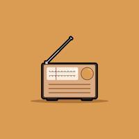 Old FM Radio Flat Cartoon Vector Illustration