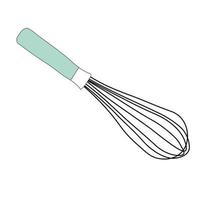 Whisk for whipping in the kitchen vector stock illustration. A beater is a broom for whipping cream. Isolated on a white background.