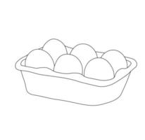 Open egg box with vector stock illustration. Fresh organic chicken eggs in carton pack or egg container with copy space. Isolated on a white background.