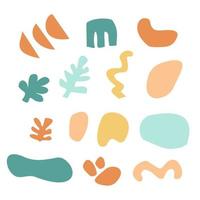 Set of abstract hand drawn summer shapes, floral elements. Flat modern artistic, minimalist design. Decorative isolated simple flat vector illustrations for textile, prints, patterns.