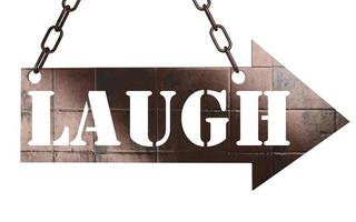 laugh word on metal pointer photo