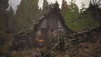 rysk gammal by i utkanten av skogen är förstörd video