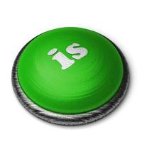 es palabra en el botón verde aislado en blanco foto