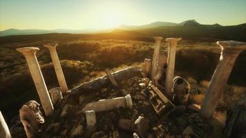 old greek temple ruins at sunset video