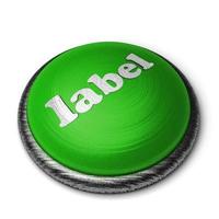 label word on green button isolated on white photo