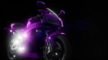 moto sport bike in dark studio with bright lights video