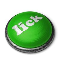 lick word on green button isolated on white photo