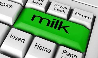palabra de leche en el botón del teclado foto