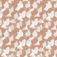 Seamless pattern with Abstract profile portrait of young pretty woman. Continuous line drawing of female heads. Vector illustration in simple modern linear style. Wallpaper, textile or wrapping paper.