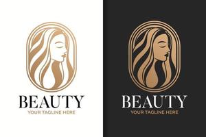 Feminine beauty woman face logo template vector