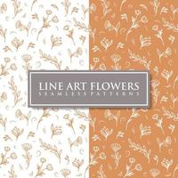 Flowers line art seamless patterns vector