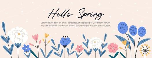 Floral background with blooming flowers vector