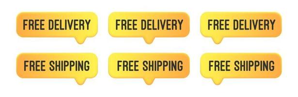 Free delivery or free shipping labels. Banner template. Vector illustration.