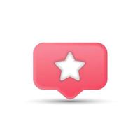 Message notification icon. Cloud new message realistic 3d design. Dialog, Chat Speech Bubble with a star. Clicks the arrow cursor on dialogue. Vector illustration