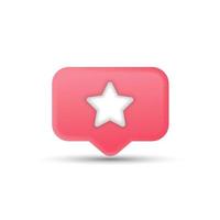 Message notification icon. Cloud new message realistic 3d design. Dialog, Chat Speech Bubble with a star. Clicks the arrow cursor on dialogue. Vector illustration