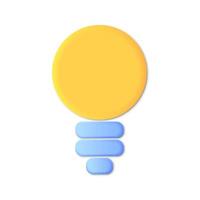 3d cartoon style minimal yellow light bulb icon. Idea, solution, business, strategy concept. vector