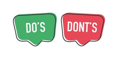 Do and Don't or Good and Bad Icons w Positive and Negative Symbols vector