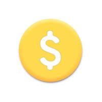 Business vector icon. Financial invest fund, revenue increase, income growth, budget plan concept. Coin with dollar sign. 3d cartoon