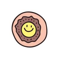 Donut and smile face emoji, illustration for t-shirt, sticker, or apparel merchandise. With doodle, soft pop, and cartoon style. vector