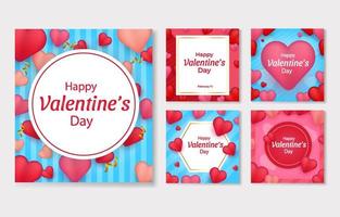 Valentine's Day Social Media Post Set vector