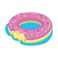 Bitten donut shaped air mattress semi flat color vector object