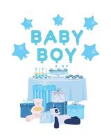 Baby shower festive board semi flat color vector object