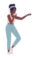 Young lady in casual wear semi flat color vector character