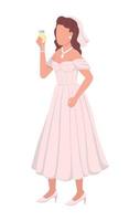 Bride raising toast semi flat color vector character