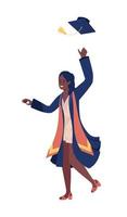 School graduate throws cap semi flat color vector character