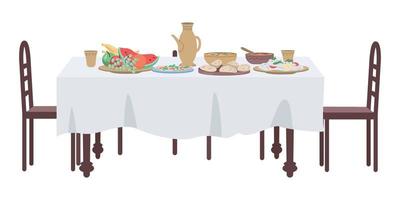 Dinner party serving semi flat color vector object