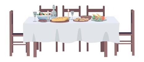 Dining table semi flat color vector object