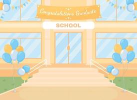 Outdoor graduation ceremony flat color vector illustration