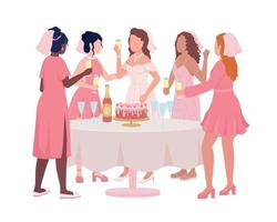 Hen night semi flat color vector characters