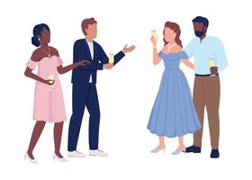 Guests raising toast semi flat color vector characters