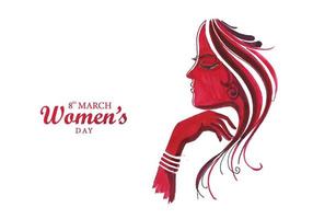 Beautiful happy womens day card with face design vector