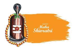 Beautiful happy maha shivratri greeting card with shivling background vector