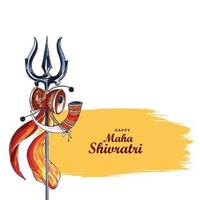 Happy maha shivratri with trisulam a hindu festival celebration background vector