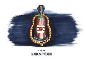 Beautiful happy maha shivratri greeting card with shivling background vector