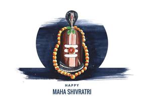 Maha shivratri festival greeting with shivling card background vector