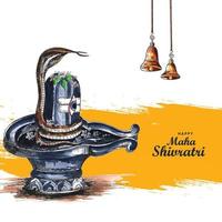 Maha shivratri festival background with shiv ling card design vector