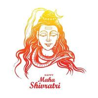 Hand draw hindu maha shivratri religious hindu festival card background vector