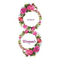 hermoso decorativo floral 8 de marzo feliz día de la mujer tarjeta de fondo vector