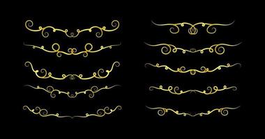 Gold Borders Elements Set Collection, ornament Vector