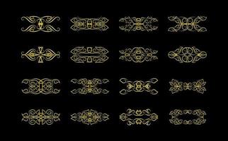 Gold Borders Elements Set Collection, ornament Vector
