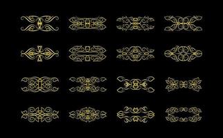 Gold Borders Elements Set Collection, ornament Vector